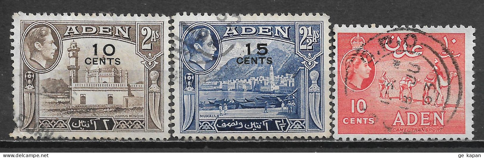1951,1953 ADEN Set Of 3 USED STAMPS (Michel # 38,39,50) CV €2.60 - Aden (1854-1963)