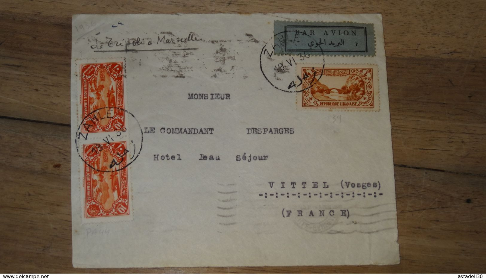 Devant D'Enveloppe LIBAN, Zalhe 1936, Par Avion ......... Boite1 ..... 240424-208 - Syrië