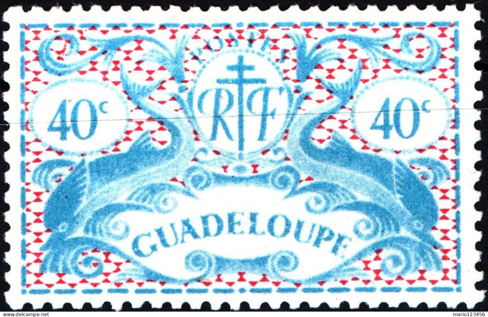 GUADALUPA, GUADALOUPE, SERIE LONDON, 1945, FRANCOBOLLI NUOVI (MLH*) Mi:GP 190, Scott:GP 170, Yt:GP 180 - Unused Stamps