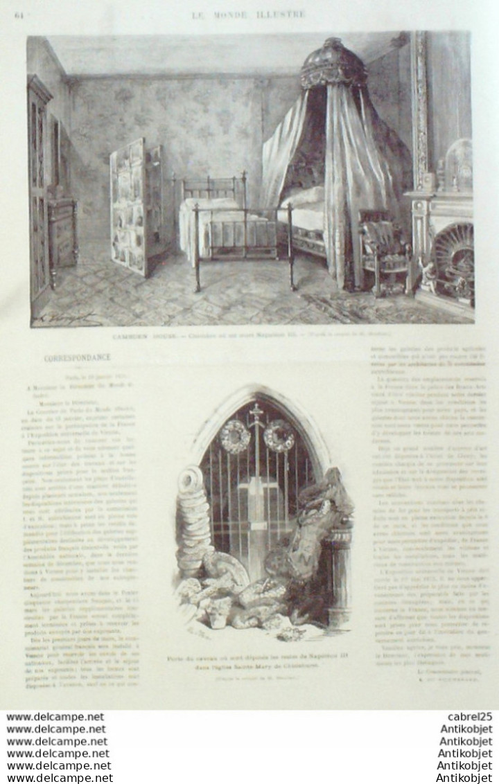 Le Monde illustré 1873 n°824 Angleterre Chislehurs Cambden Napoleon III Chambord (41)