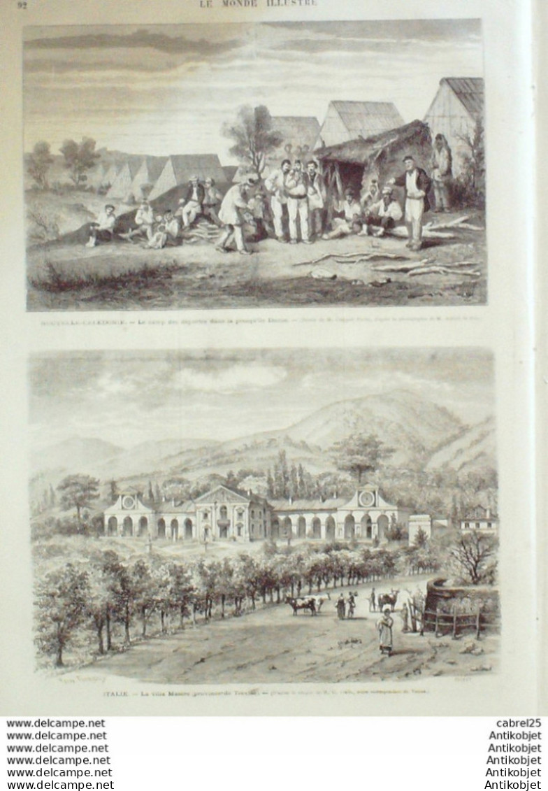 Le Monde illustré 1873 n°826 Viet-Nam Saigon Baria Gocong Calédonie Ile Ducos Camp Italie Trevise 