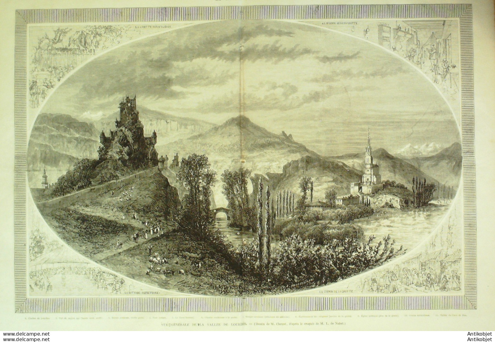 Le Monde Illustré 1873 N°856 Lourdes (65) Arras (62) Th^éatre Pte St-Martin Jérusalem Mgr Braccos - 1850 - 1899