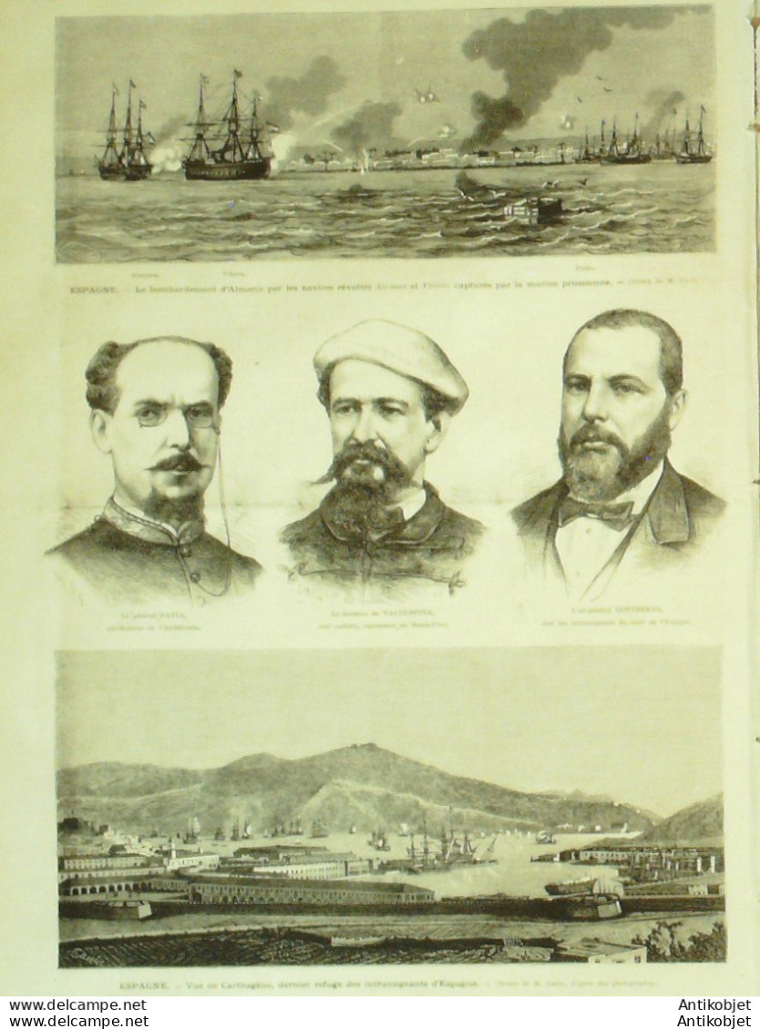 Le Monde illustré 1873 n°854 Espagne Valence Alméria Cartagène Nouvelle Calédonie Nouméa Tarbes (65)