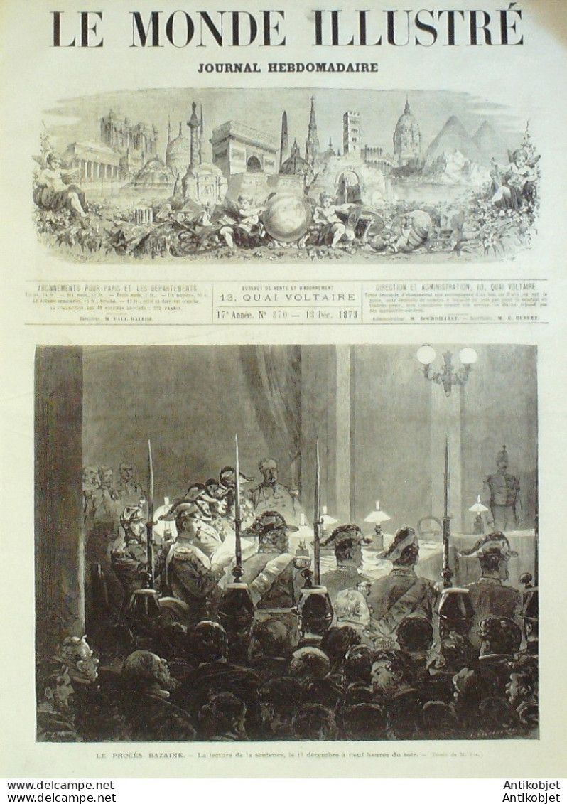 Le Monde Illustré 1873 N°870 Paquebot La-Ville-du-Havre Naufrage Espagne Alicante Yota Metz Gravelotte (57) - 1850 - 1899