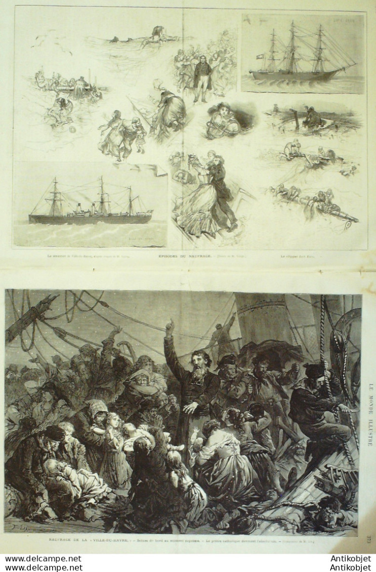 Le Monde Illustré 1873 N°870 Paquebot La-Ville-du-Havre Naufrage Espagne Alicante Yota Metz Gravelotte (57) - 1850 - 1899