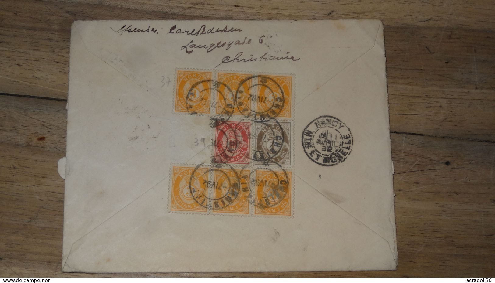 Enveloppe NORGE, Christiania 1892 ......... Boite1 ..... 240424-209 - Lettres & Documents