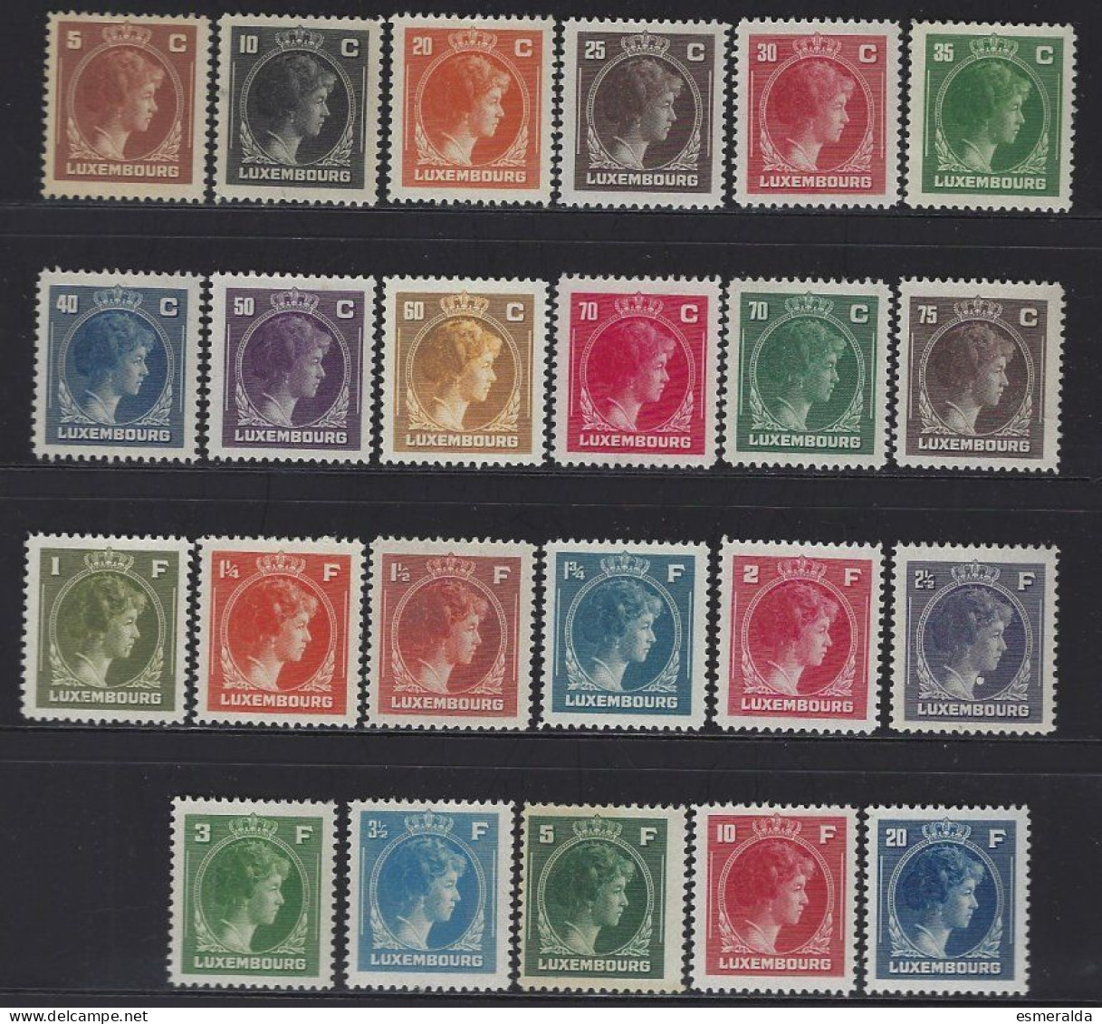 Luxembourg Yv 334/55,23 Valeurs -Grande-duchesse Charlotte **/mnh - 1944 Charlotte De Perfíl Derecho