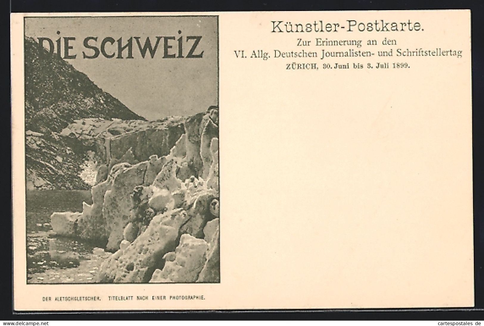 AK Zürich, VI. Allg. Deutscher Journalisten- Und Schriftstellertag 1899  - Sonstige & Ohne Zuordnung