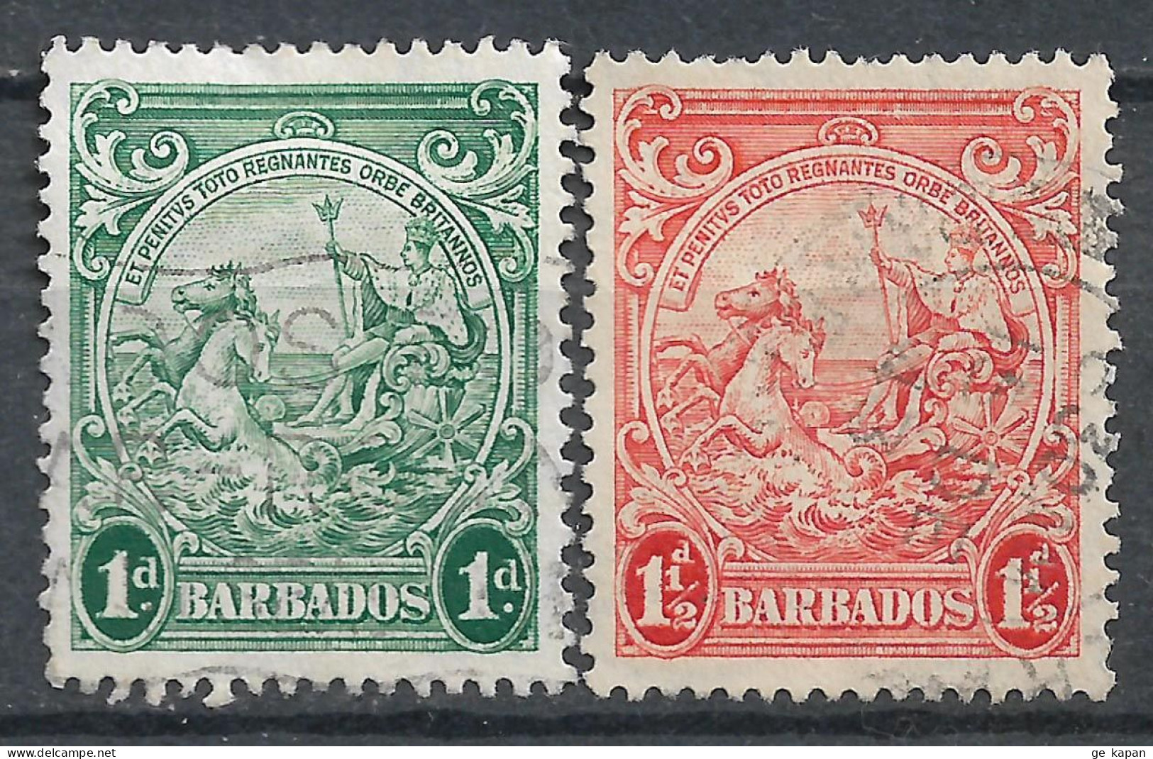 1938,1943 BARBADOS Set Of 2 USED STAMPS (Michel # 158A,159A) CV €1.60 - Barbados (...-1966)