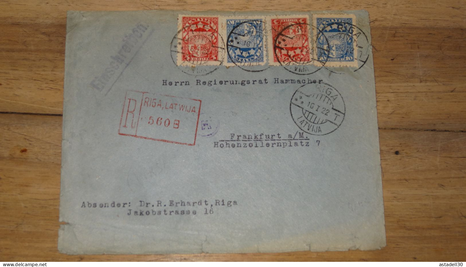 Enveloppe LETTONIE, Recommandée, RIGA 1922 ......... Boite1 ..... 240424-212 - Lettland