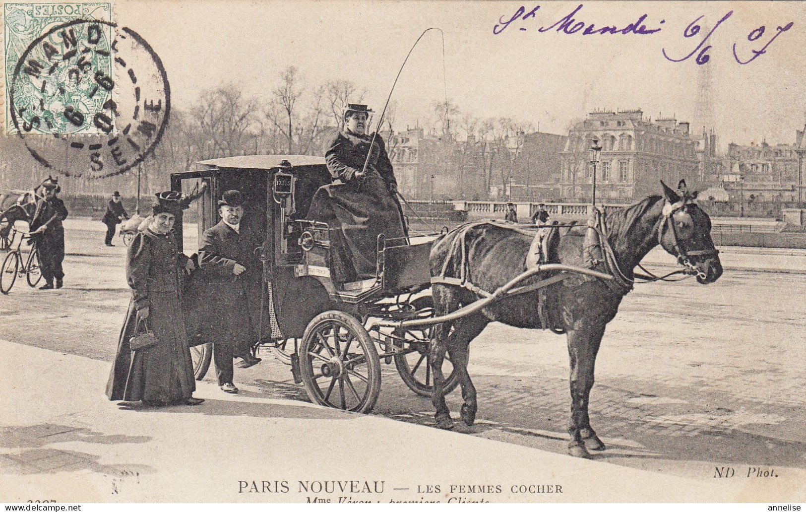 75 PARIS 1907 Les Femmes Cochers : Madame Véron; Premiers Clients - Kunsthandwerk