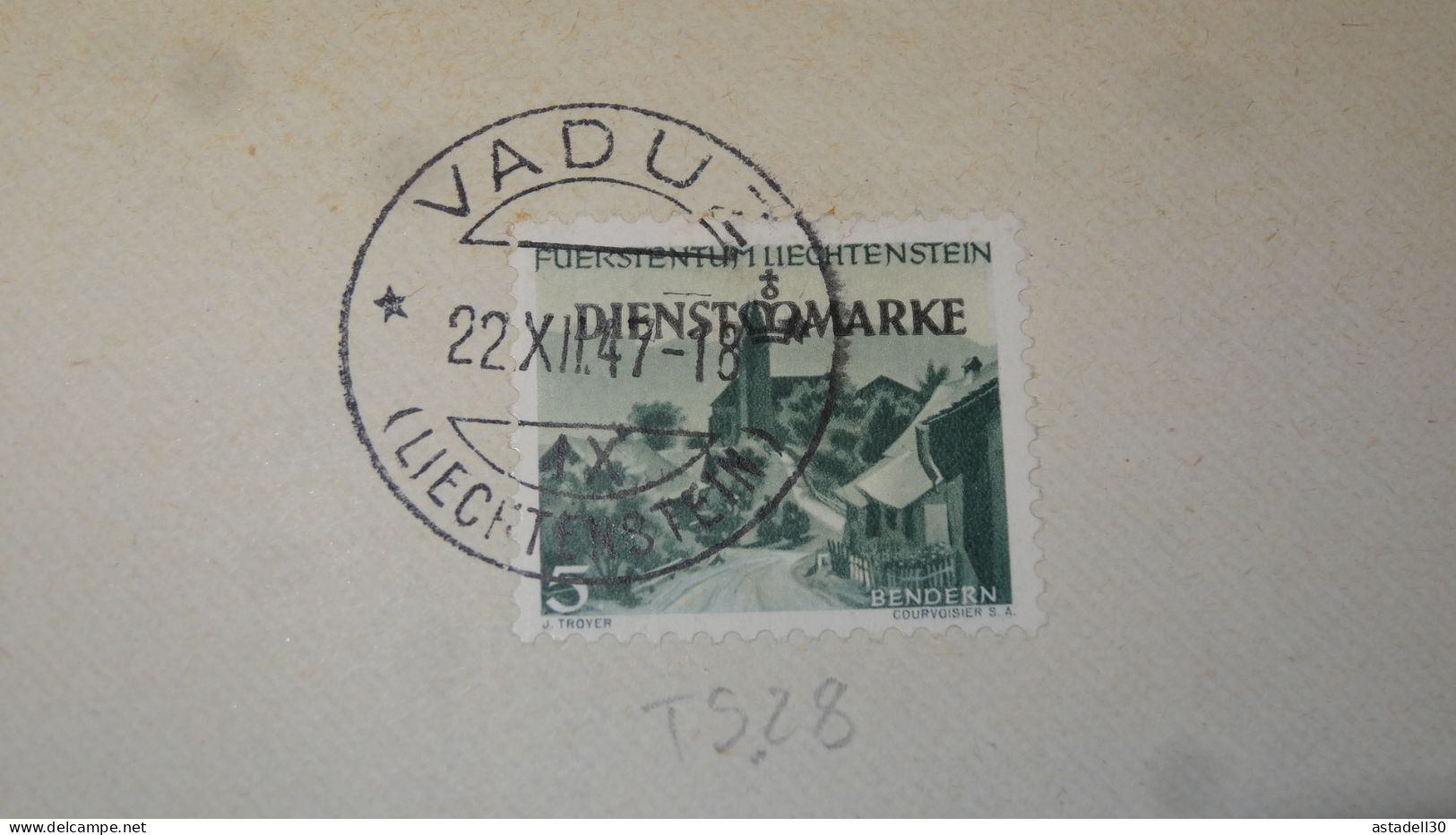 Enveloppe LIECHTEINSTEIN, Vaduz 1947, Dienstmarke ......... Boite1 ..... 240424-213 - Brieven En Documenten