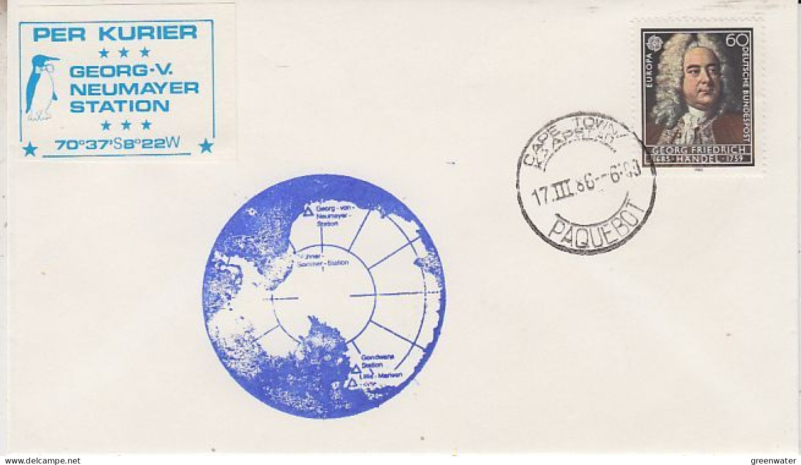 Germany / Antarctica Georg Von Neymayer Station Ca Cape Town 17.3.1986 (GS183) - Estaciones Científicas