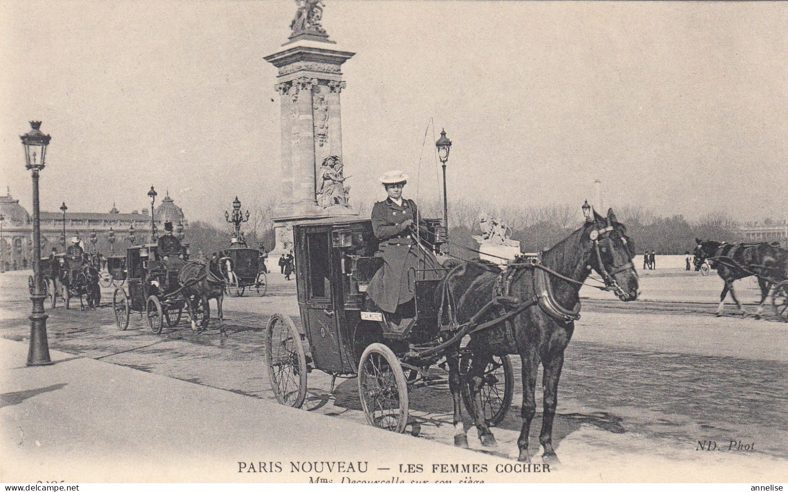 75 PARIS 1907 Les Femmes Cochers : Madame Decourcelle Sur Son Siège - Artesanal