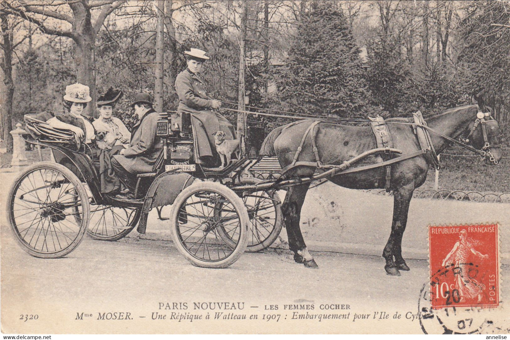 75 PARIS 1907 Les Femmes Cochers : Madame Moser - Une Réplique à Watteau : Embarquement Pour Cythère... - Kunsthandwerk