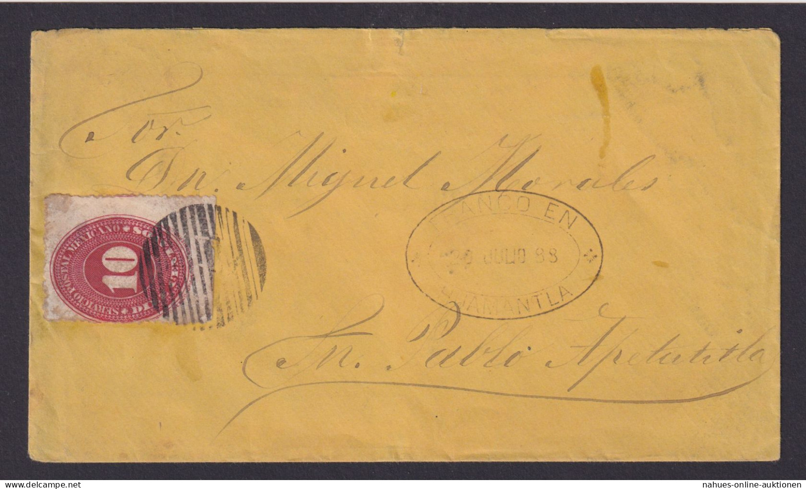 Huamantla Mexico Franco Brief EF 160 30.7.1888 - Mexico