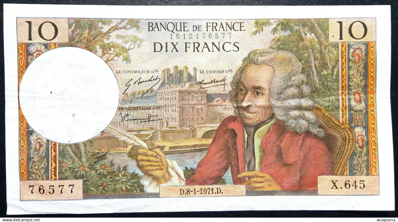 10 Francs Voltaire FRANCE, 1971, F62.48, - 10 F 1963-1973 ''Voltaire''