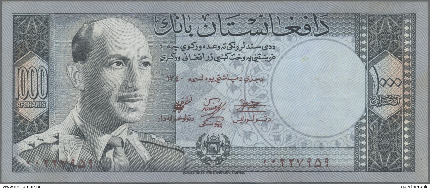 Afghanistan: Da Afghanistan Bank, 1.000 Afghanis SH1340 (1961 ND), P.42a With Lo - Afghanistan