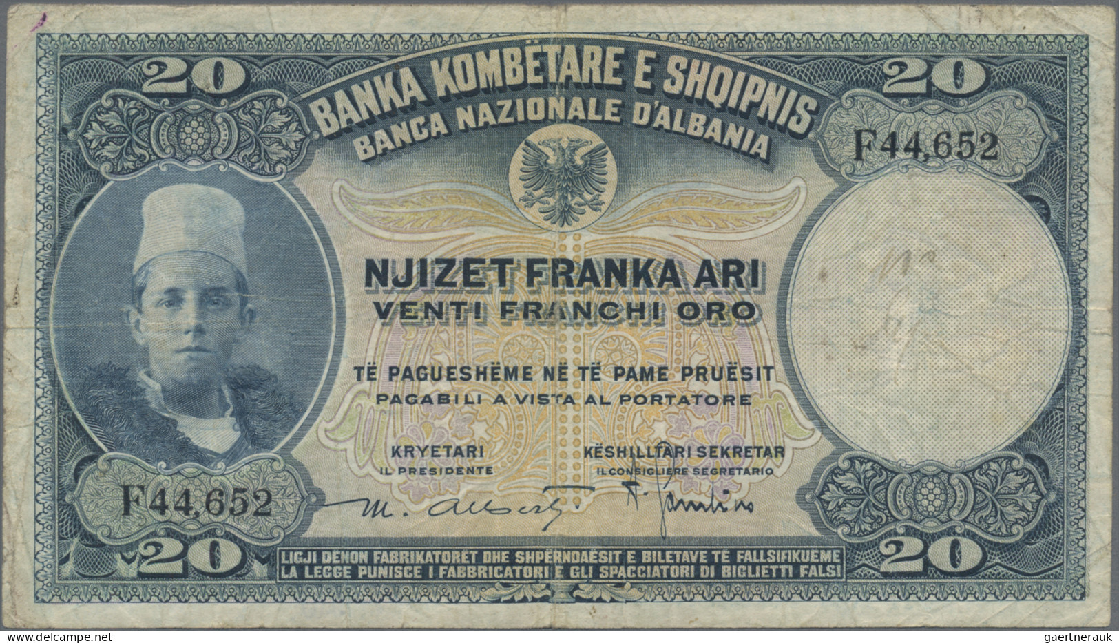 Albania: Albanian State Bank, Set Of 14x 20 Franka Ari P.12 (with Black Overprin - Albanien