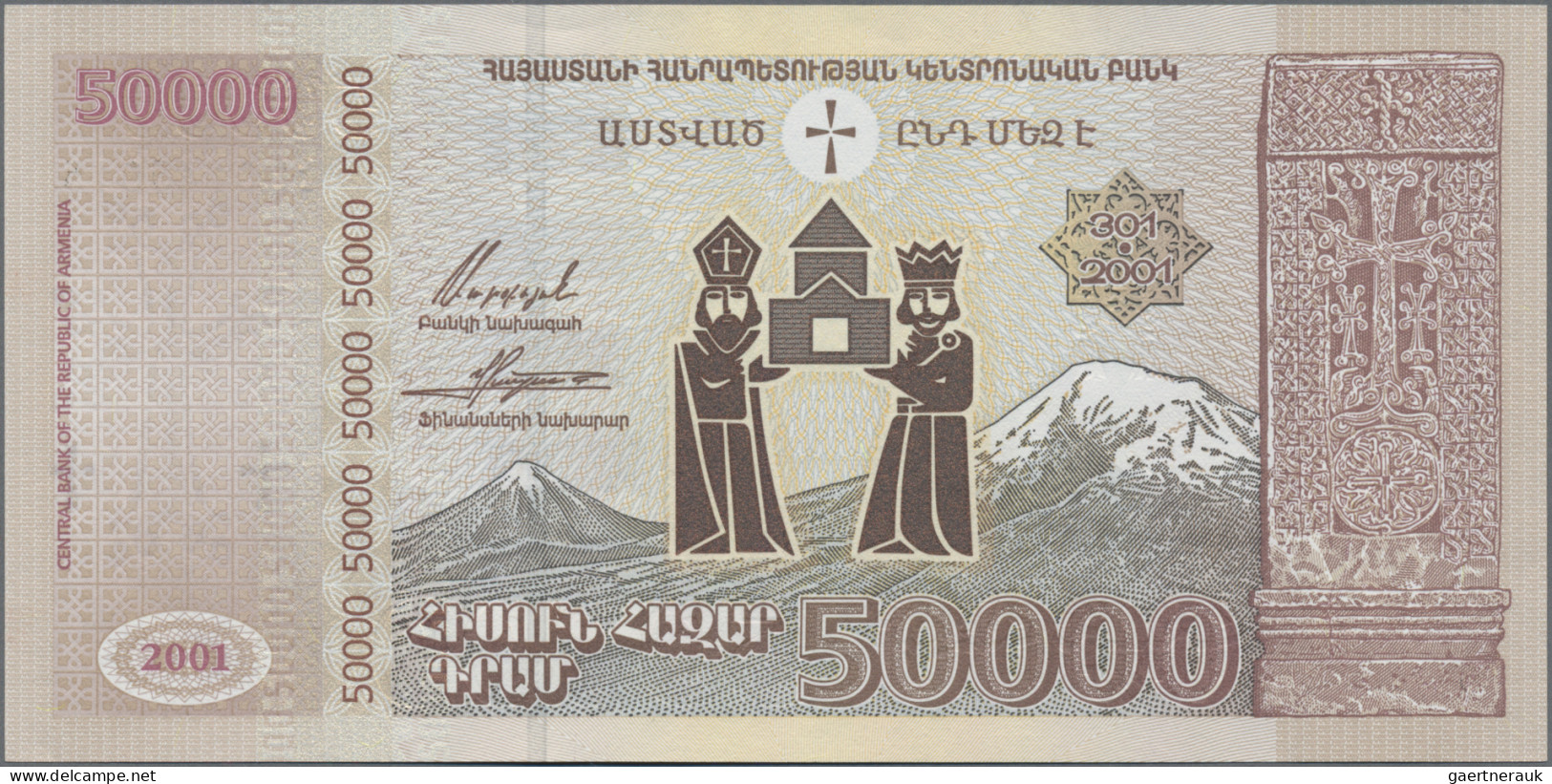 Armenia: Central Bank Of The Republic Of Armenia, 50.000 Dram 2001, Commemoratin - Armenië