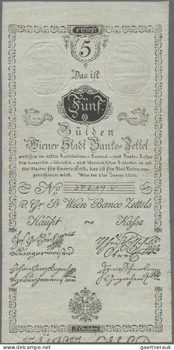 Austria: Wiener Stadt-Banko-Zettel, 2 Gulden, P.A30 (F) And 5 Gulden 1800, P.A31 - Austria