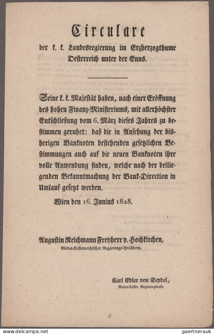 Austria: Privilegirte Oesterreichische National-Bank, Circular-Verordnung Vom 16 - Austria