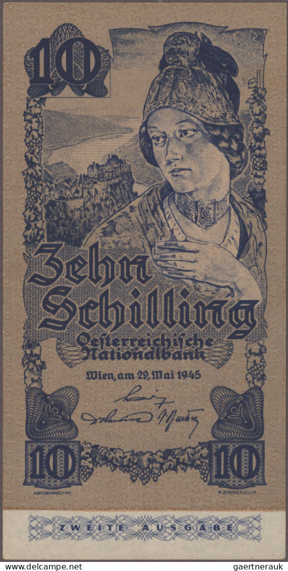 Austria: Alliierte Militärbehörde, Lot With 8 Banknotes, Series 1944, With 50 Gr - Oesterreich