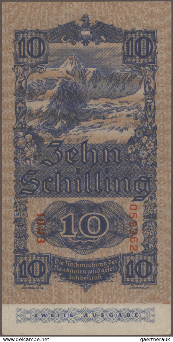 Austria: Alliierte Militärbehörde, Lot With 8 Banknotes, Series 1944, With 50 Gr - Autriche