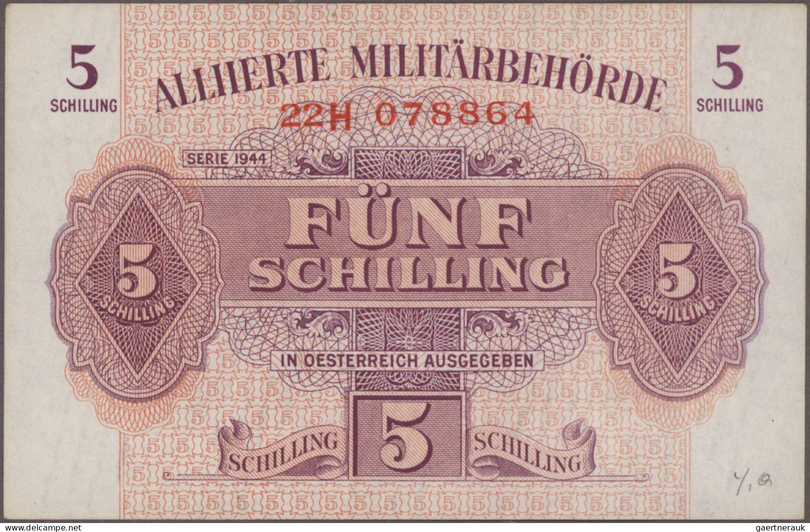 Austria: Alliierte Militärbehörde, Lot With 8 Banknotes, Series 1944, With 50 Gr - Austria