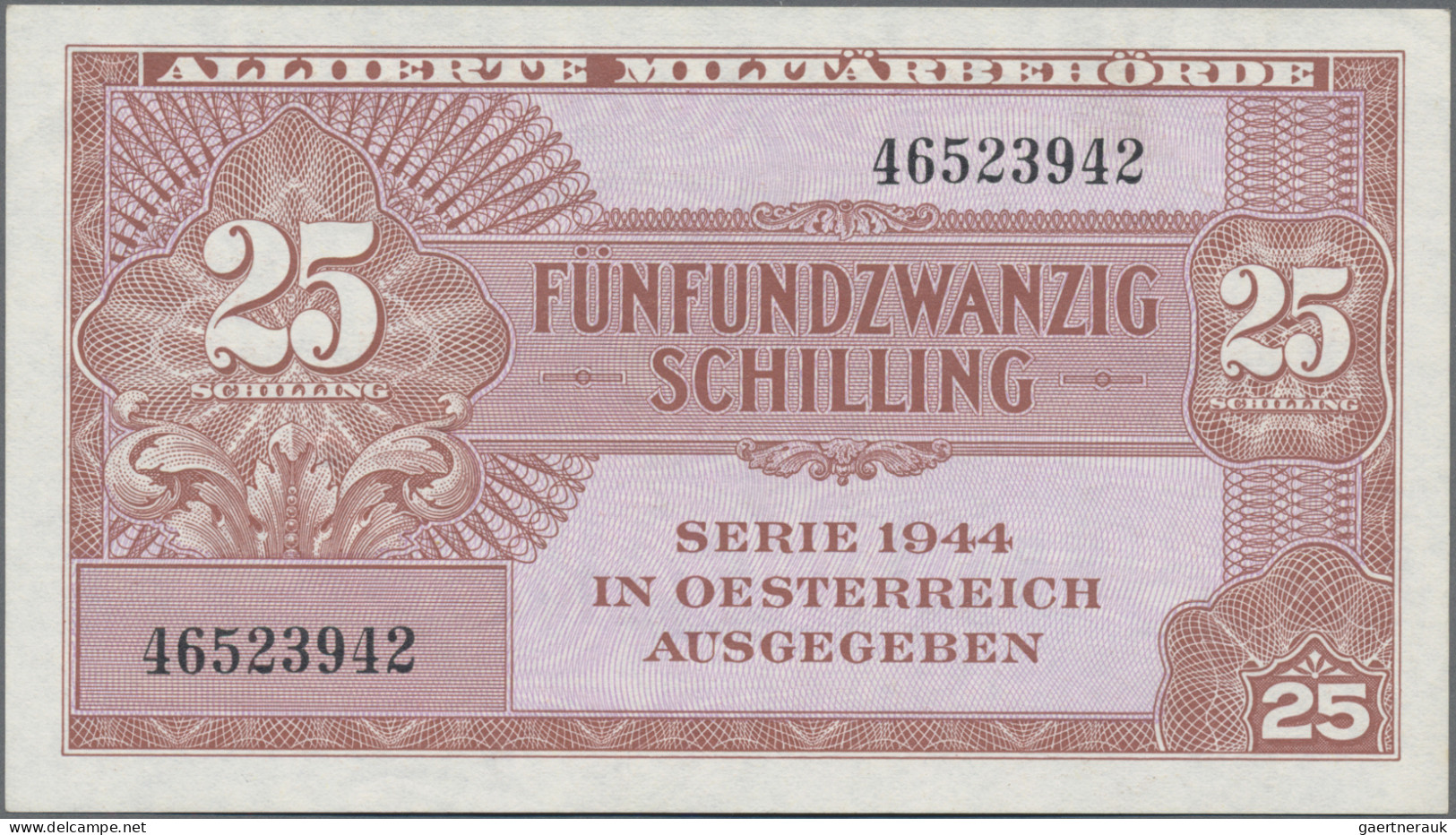 Austria: Alliierte Militärbehörde, Serie 1944, Pair With 25 Schilling (P.108a, T - Oostenrijk