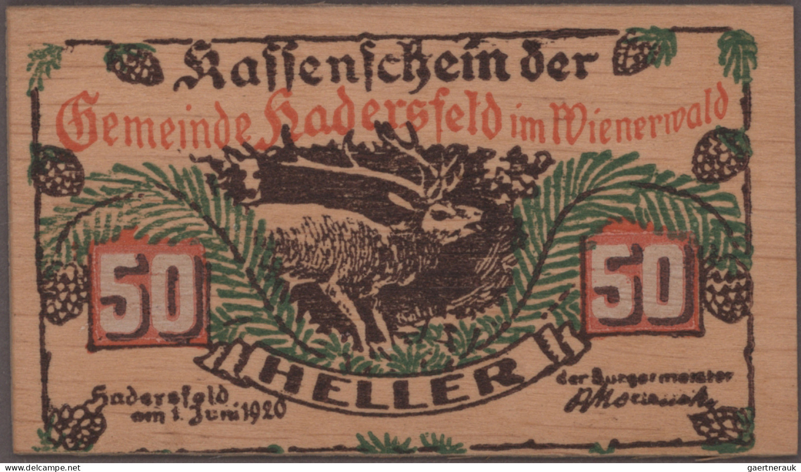 Austria: Original Göde-Mappe Mit Den Ausgaben HADERSFELD Im Wienerwald Zu 10, 20 - Autriche