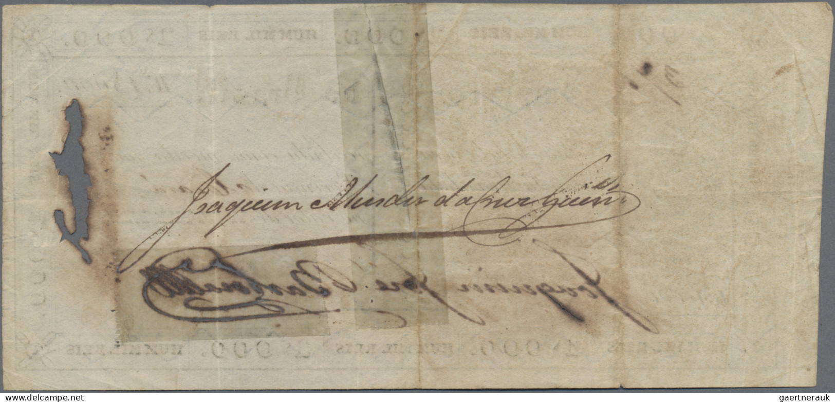 Brazil: Imperio Do Brasil, 1 Mil Reis 1833, P.A151, Small Tears Due To Ink Corro - Brazil