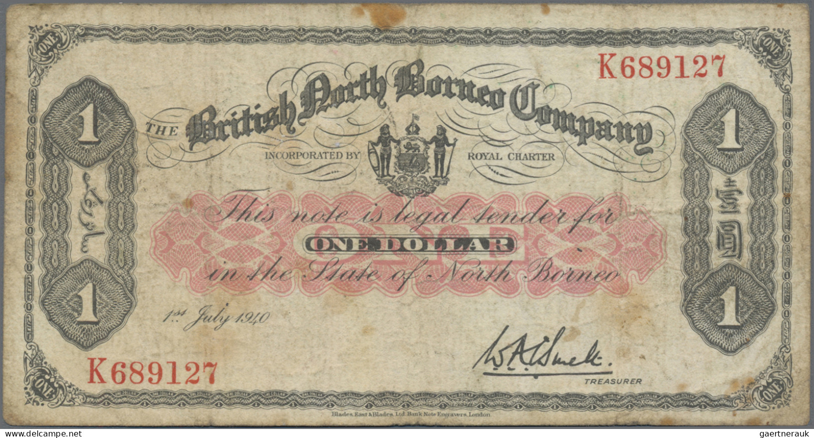 British North Borneo: The British North Borneo Company, 1 Dollar 1st July 1940, - Altri – Africa