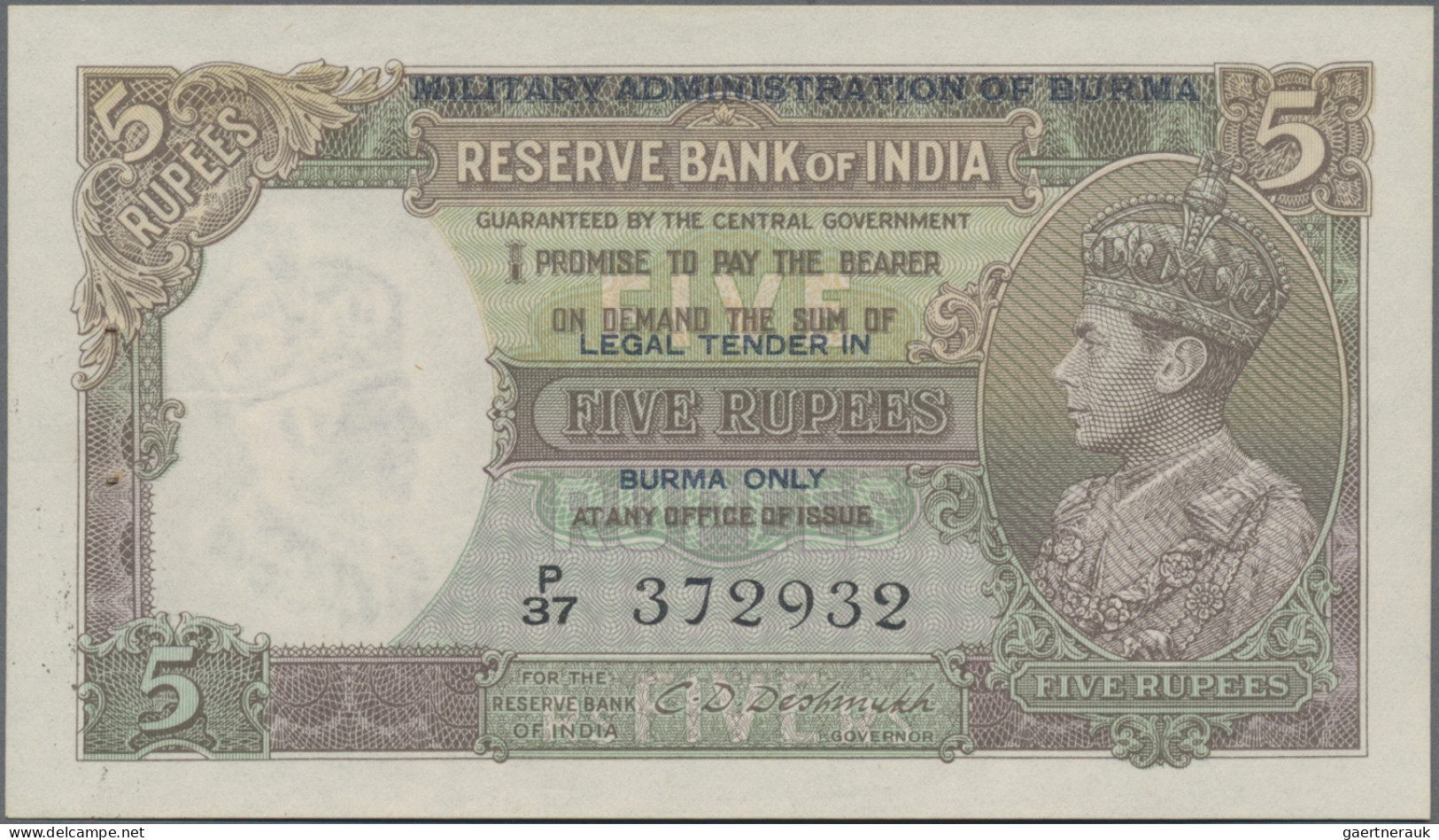 Burma / Myanmar / Birma: Government And Reserve Bank Of India - MILITARY ADMINIS - Myanmar