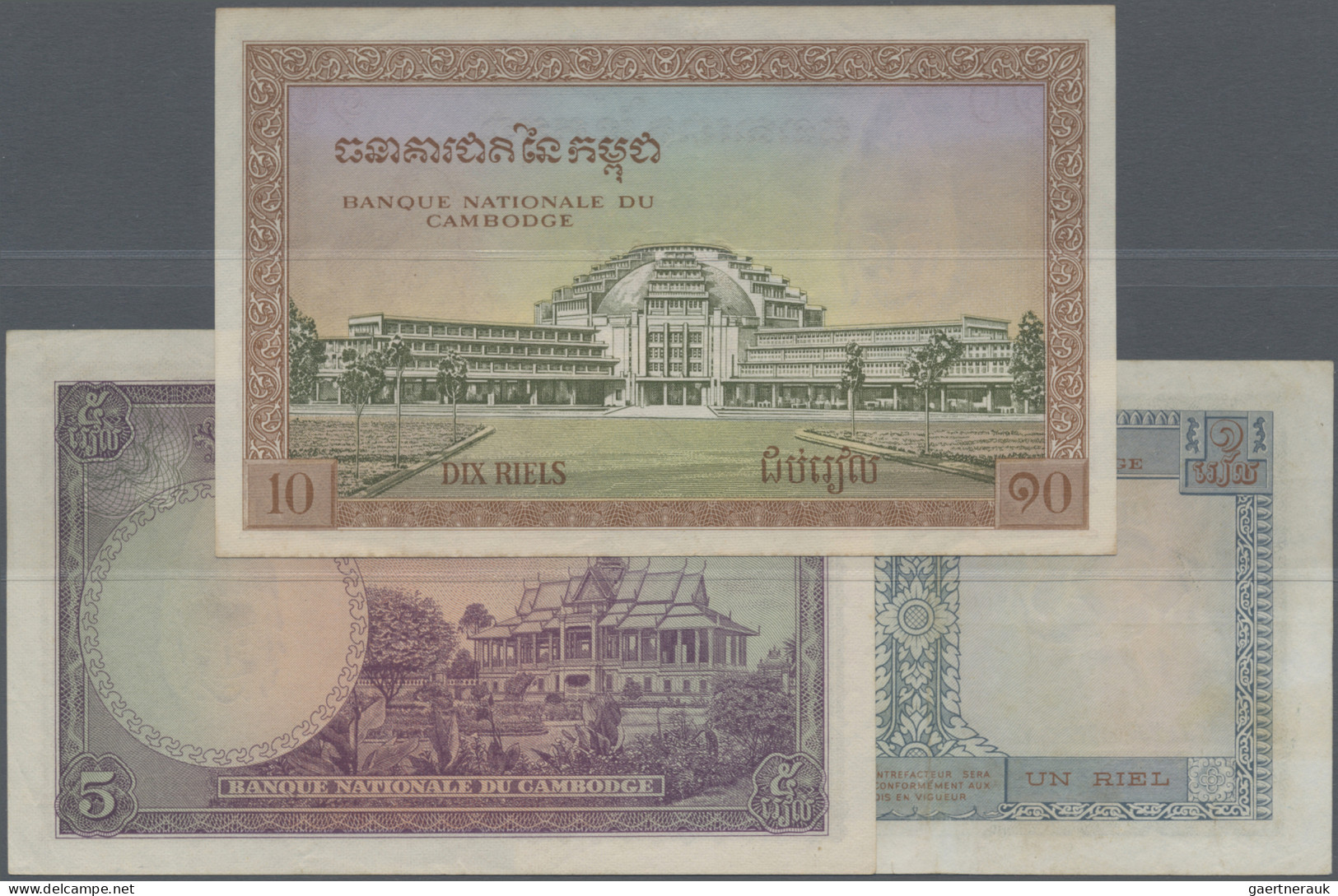 Cambodia: Banque Nationale Du Cambodge, Lot With 3 Banknotes, Series ND(1955-56) - Cambodia