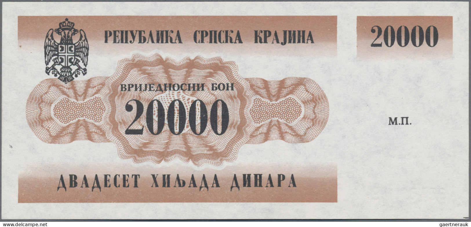 Croatia: Republika Srpska Krajina, Set With 10.000, 20.000 And 50.000 Dinara ND( - Kroatien
