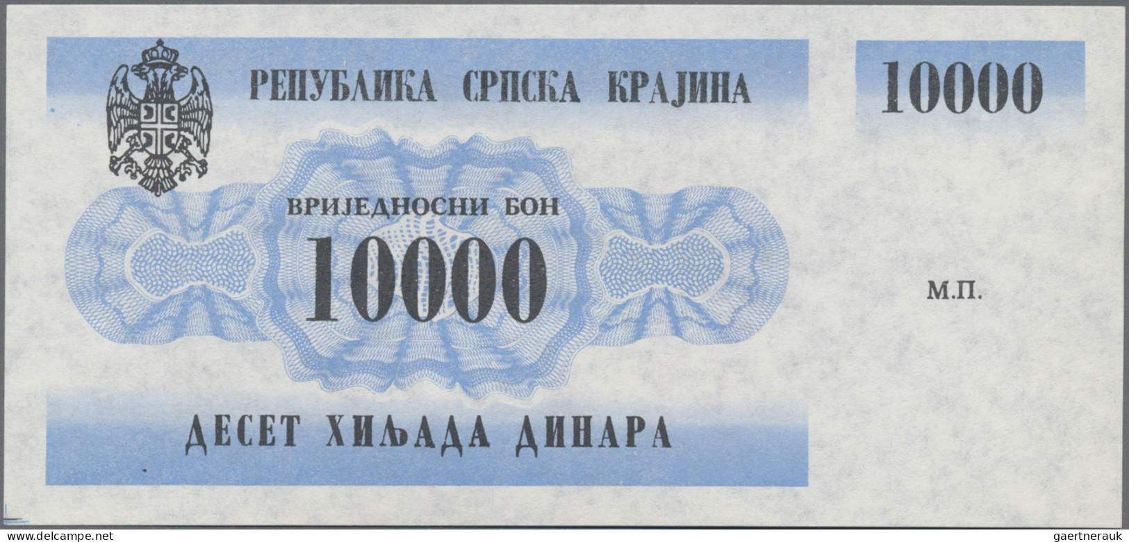 Croatia: Republika Srpska Krajina, Set With 10.000, 20.000 And 50.000 Dinara ND( - Kroatië