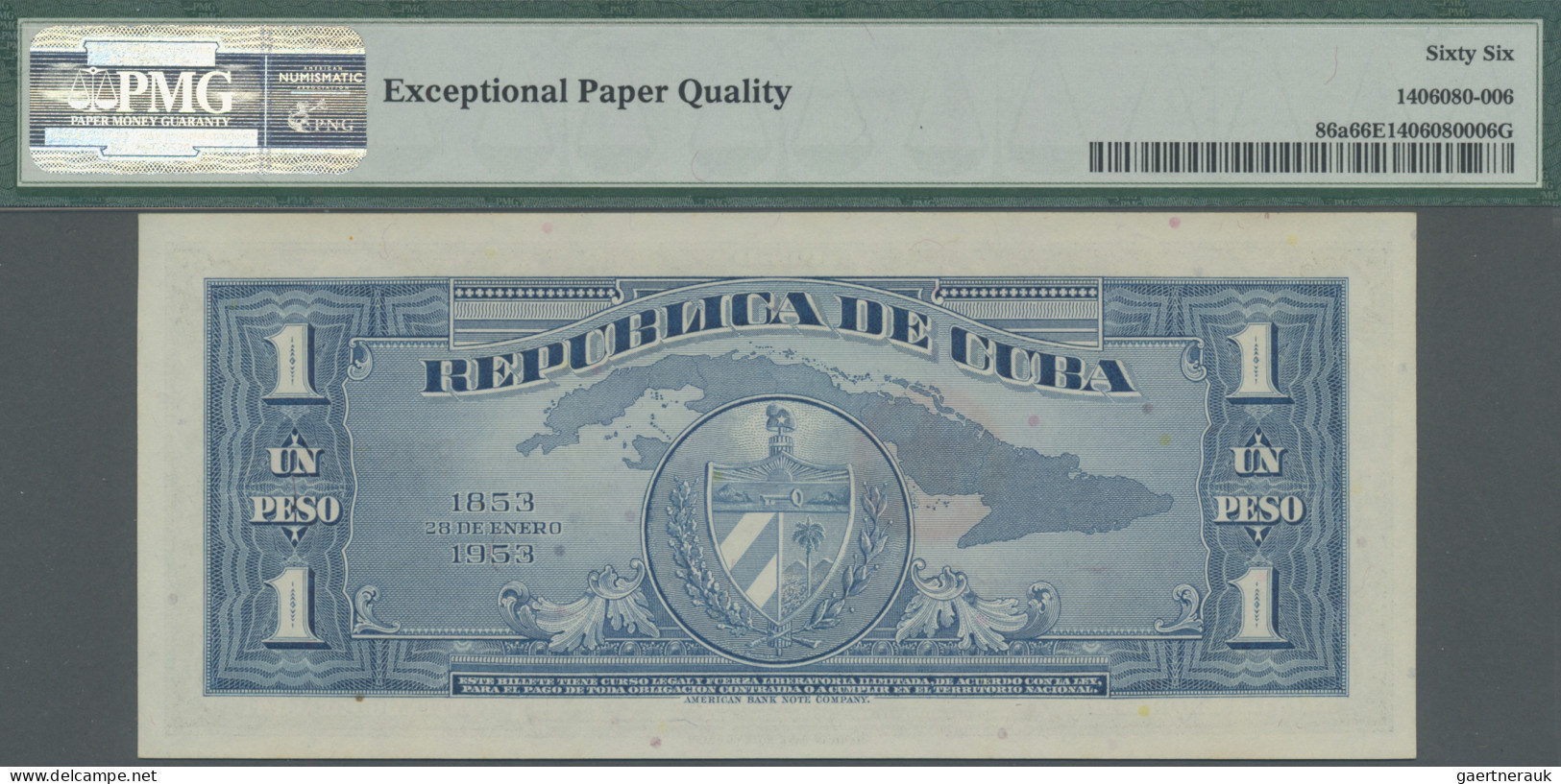 Cuba: Banco Nacional De Cuba, 1 Peso 1953, Commemorative Issue "Centennial Birth - Kuba