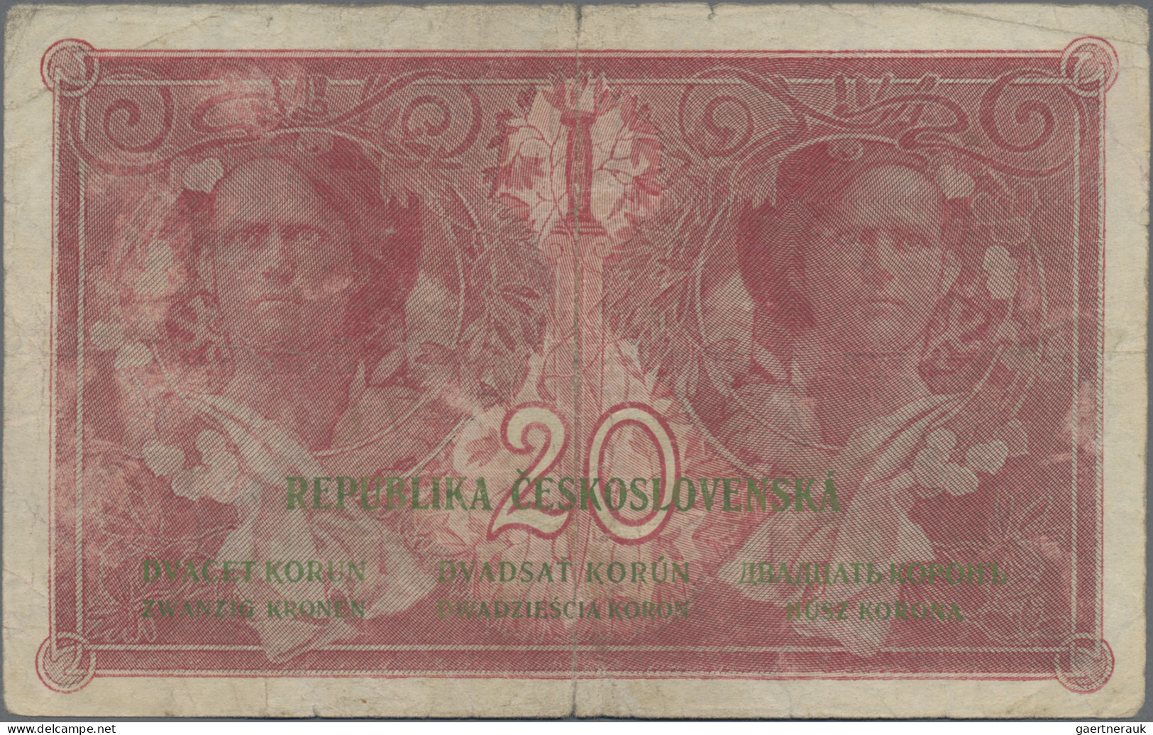 Czechoslovakia: Republika Československá 20 Korun 1919, Series "U", P.9, Toned P - Tschechoslowakei