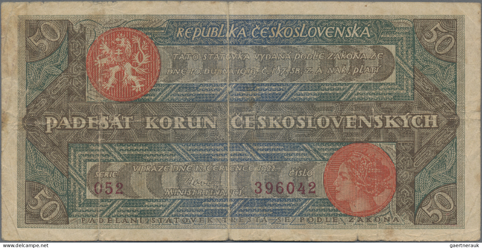 Czechoslovakia: Republika Československá 50 Korun 1922, P.16, Very Popular Note - Tchécoslovaquie