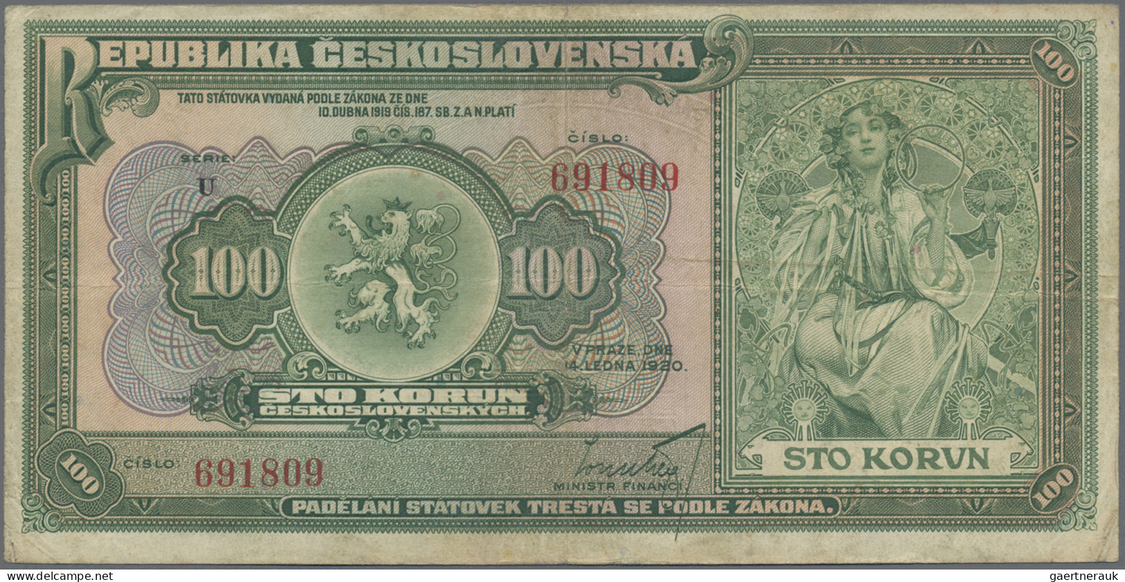 Czechoslovakia: Republika Československá 100 Korun 1920, P.17, Still Nice And In - Tchécoslovaquie