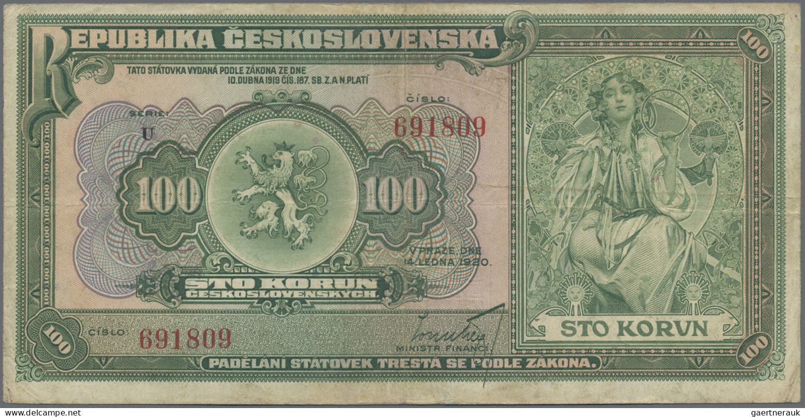 Czechoslovakia: Republika Československá 100 Korun 1920, P.17, Still Nice And In - Tschechoslowakei