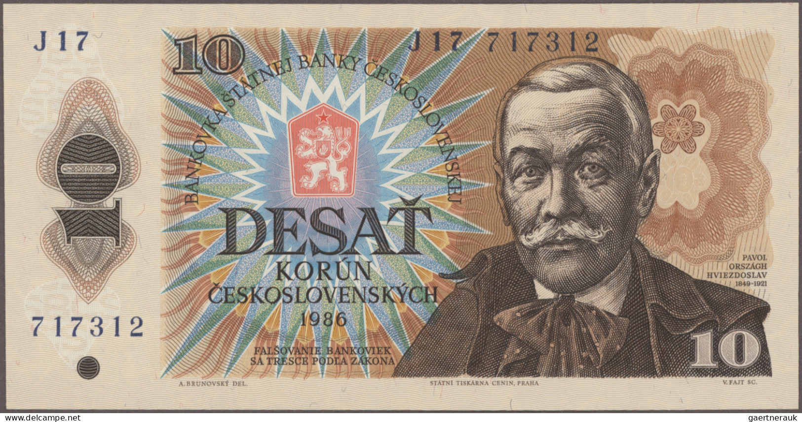Czechoslovakia: Lot With 9 Banknotes, Series 1944-1988, With 100 Korun 1944 (P.4 - Tschechoslowakei