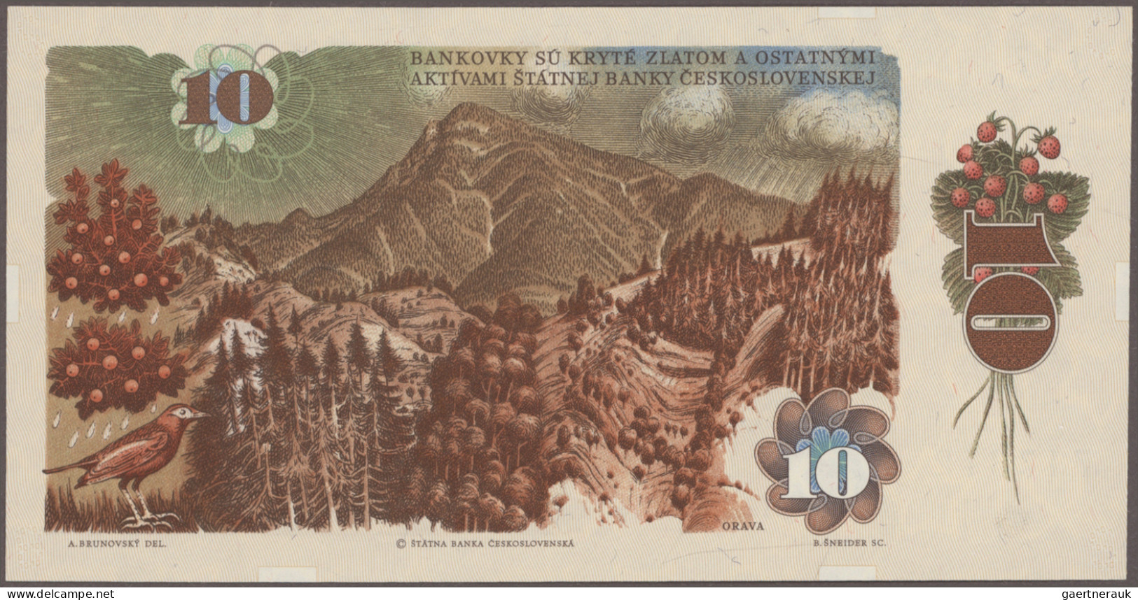 Czechoslovakia: Lot With 9 Banknotes, Series 1944-1988, With 100 Korun 1944 (P.4 - Tschechoslowakei