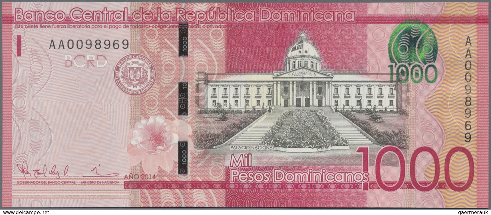 Dominican Republic: Banco Central De La República Dominicana, Pair With 1.000 An - Dominicana