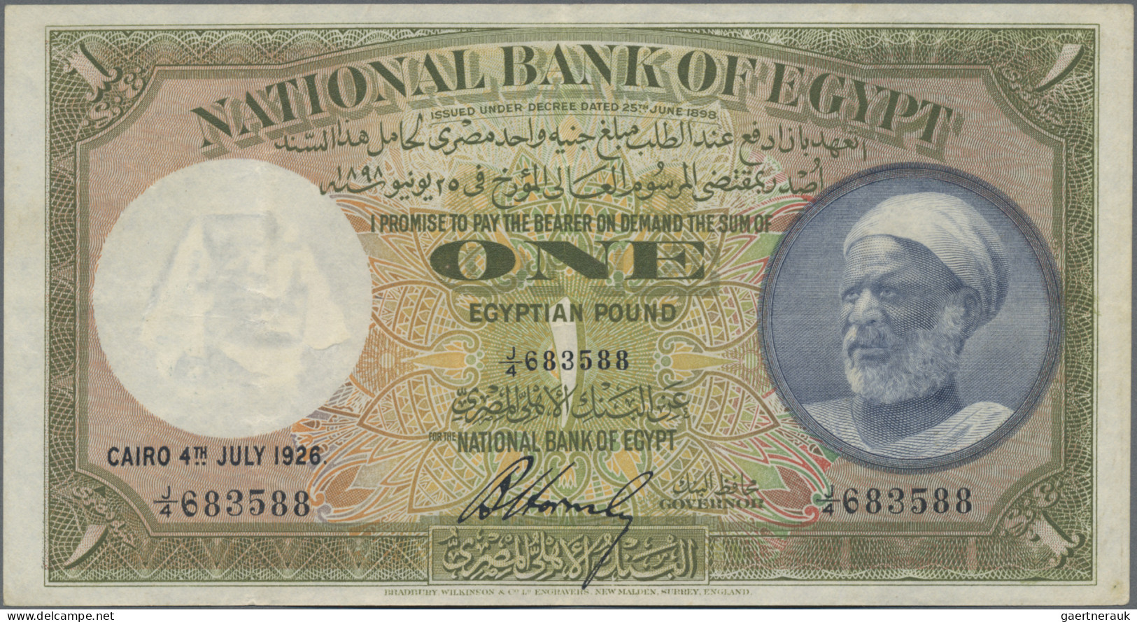 Egypt: National Bank Of Egypt, 1 Pound 4th July 1926, P.20, Very Popular Banknot - Egypt