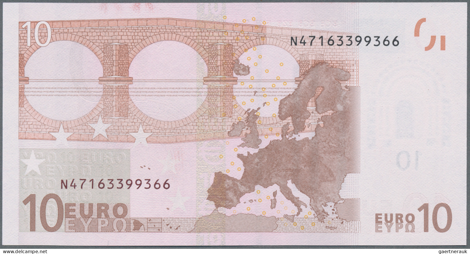 Euro Bank Notes: European Central Bank, lot with 5 banknotes and 2 advertising n