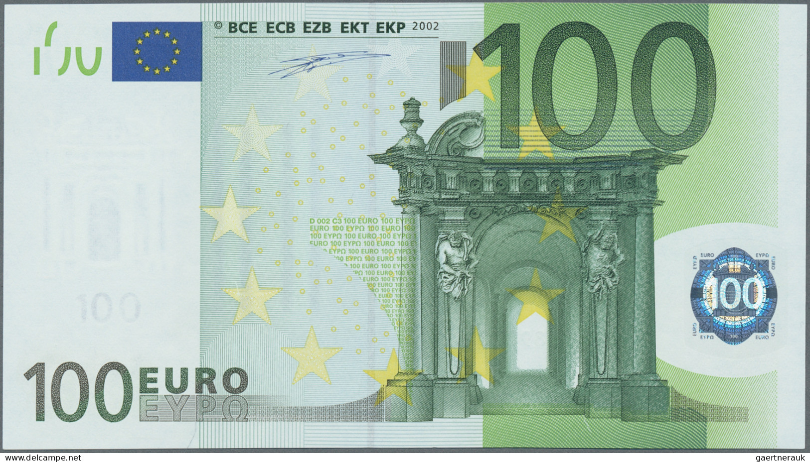 Euro Bank Notes: European Central Bank, lot with 5 banknotes and 2 advertising n