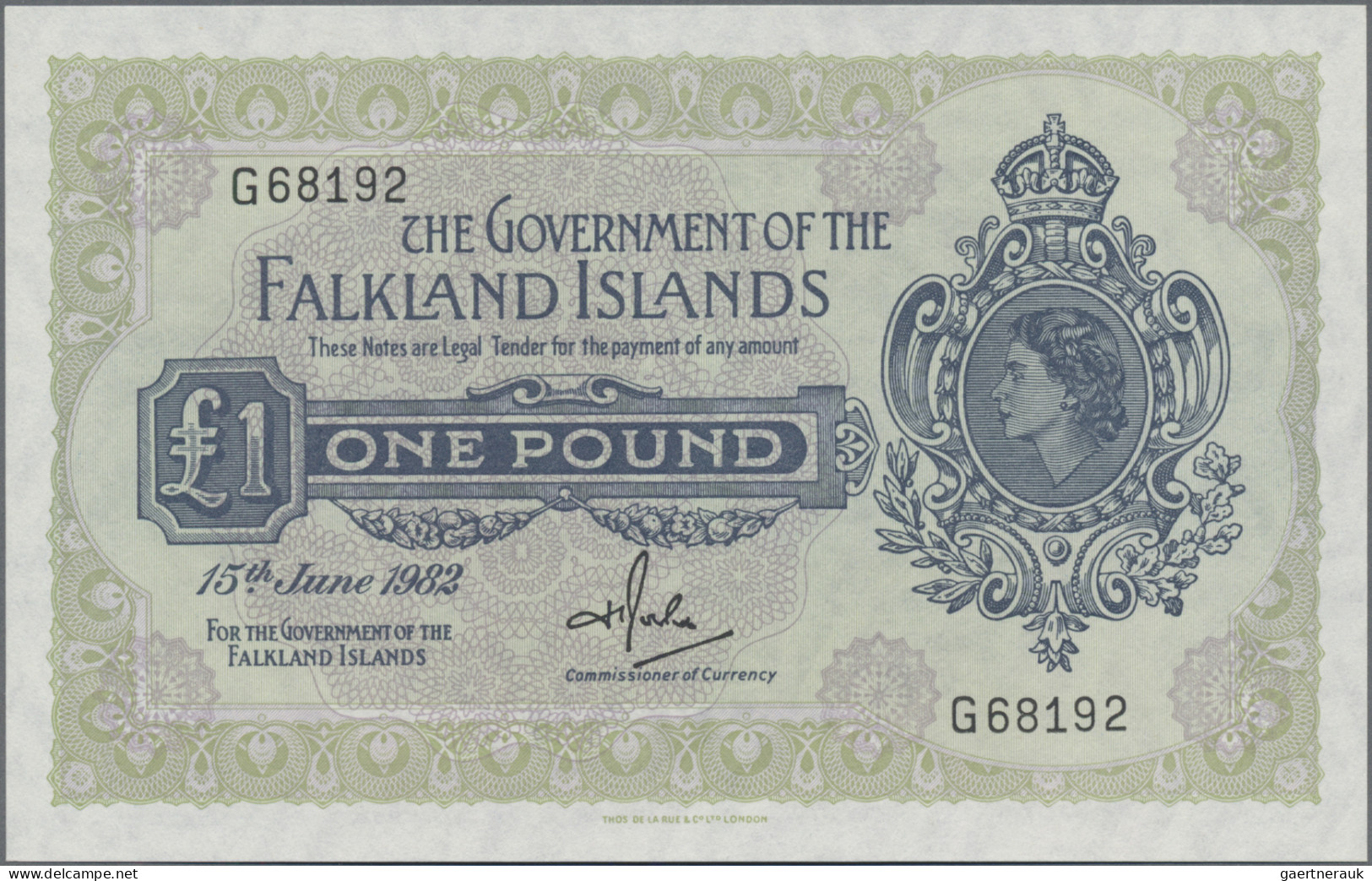 Falkland Islands: The Government Of The Falkland Islands, 1 Pound 15th June 1982 - Falkland