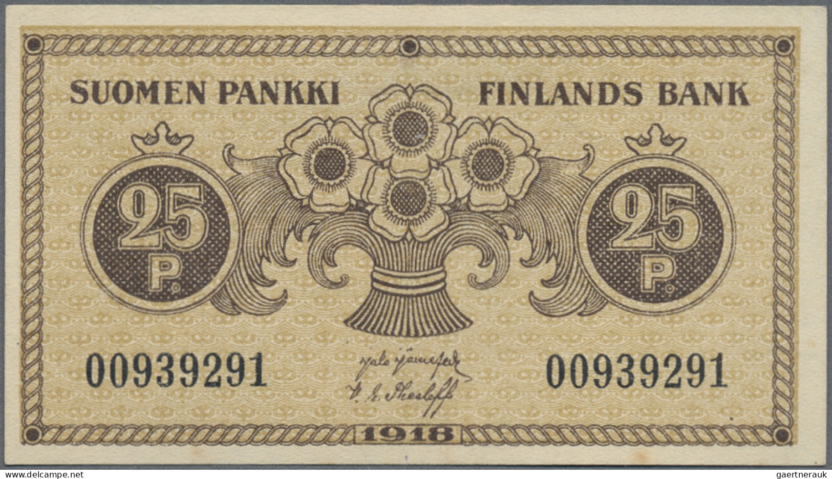 Finland: Finlands Bank, Very Nice Lot With 6 Banknotes, Series 1909-1935, Compri - Finnland